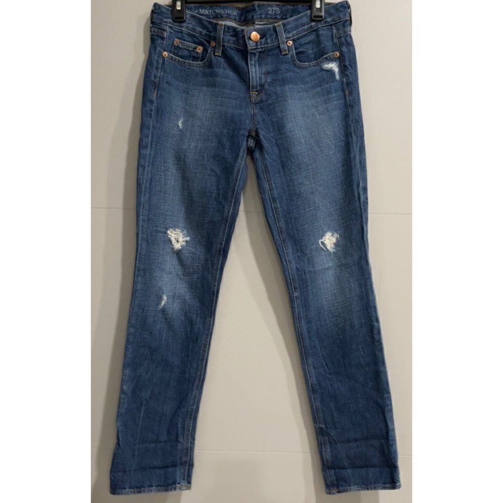 J Crew Vintage Matchstick Slightly Distressed Blue Jeans Size 27